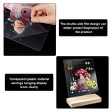 Transparent Acrylic Earring Displays, Earring Stud Organizer Holder with Wooden Pedestal, Rectangle, Hot Pink, Mushroom Pattern, Finish Product: 18.1x20x26cm, about 2pcs/set