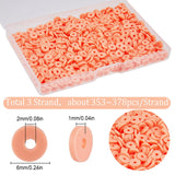 3 Strands Flat Round Handmade Polymer Clay Beads, Disc Heishi Beads for Hawaiian Earring Bracelet Necklace Jewelry Making, Tomato, 6x1mm, Hole: 2mm, about 353~378pcs/strand, 17.7 inch