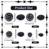 40Pcs 4 Style Flat Round 2-hole Basic Sewing Button, Wooden Buttons, Black, 13~28x4~5mm, Hole: 1.2~3mm, 10pcs/style