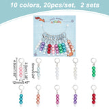 ABS Plastic Imitation Pearl Bead Stitch Markers, Crochet Leverback Hoop Charms, Locking Stitch Marker with Wine Glass Charm Ring, Mixed Color, 3.2cm, 10 colors, 2pcs/color, 20pcs/set