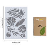 PET Plastic Hollow Out Drawing Painting Stencils Templates, Rectangle, Leaf, 297x210mm