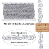 13.5M Metallic Yarn Ribbons, Jacquard Ribbon, Braided Lace Ribbons, Garment Accessories, Silver, 1/2 inch(13.5mm), about 14.76 Yards(13.5m)/Card