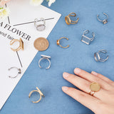 12Pcs 6 Styles 304 Stainless Steel Cuff Pad Ring Settings, Laser Cut, Mixed Shapes, Golden & Stainless Steel Color, 2pcs/style