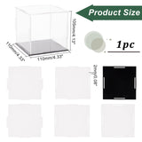 Transparent Acrylic Display Boxes, Dust-Proof Cases, with Black Base, for Models, Building Blocks, Doll Display Holders, Clear, Finish Product: 11x11x10.5cm, 6pcs/set