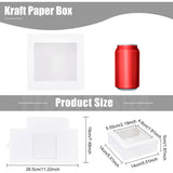 Square Foldable Creative Cardboard Box, Gift Box, with Window, White, 14x14x5cm