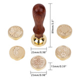 DIY Scrapbook, Brass Wax Seal Stamp and Wood Handle Sets, Saddle Brown, 119x99x43mm, Stamp: 15x25mm