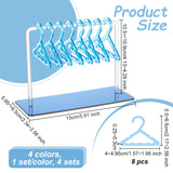 4 Sets 4 Colors Acrylic Earring Display Stands, Coat Hanger Shape Earring Organizer Holder with 8 Mini Hangers, Mixed Color, Finish Product: 14.95~15x5.95~6.5x10.5~10.9cm, 1 set/color