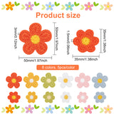 60Pcs 12 Style Flower Shape Two Tone Crochet Appliques, Ployester Yarn Knitting Embroidered Embellishments for Bag, Clothing, Headbands, Hats, Pillow, Mixed Color, 35~50x35~50x1.5~3mm, 5pcs/style