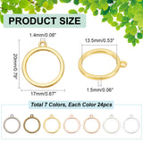 168Pcs 7 Colors Alloy Open Back Bezel Pendants, for DIY UV Resin, Epoxy Resin, Pressed Flower Jewelry, Ring, Mixed Color, 20x17x1.5mm, Hole: 1.4mm, Inner Diameter: 13.5mm, about 24pcs/color