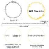 Iron Ball Chains, Tag Chains, Platinum, 100x2.5mm, 200 strands/set