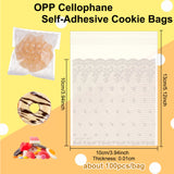 OPP Cellophane Self-Adhesive Cookie Bags, for Baking Packing Bags, Rectangle with Lace Pattern, White, 130x100x0.1mm, about 100pcs/bag