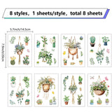 8 Sheets 8 Styles PVC Waterproof Wall Stickers, Self-Adhesive Decals, for Window or Stairway Home Decoration, Rectangle, Leaf, 200x145mm, about 1 sheets/style