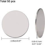 304 Stainless Steel Cabochons, Blank Tag, Flat Round, Stainless Steel Color, 24.85x0.5~1mm, 50pcs/box