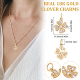 6Pcs Brass Micro Pave Cubic Zirconia Charms, Long-Lasting Plated, Clover, Real 18K Gold Plated, 14x11.5x2mm, Hole: 3mm