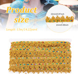 Sparkle Polyester Lace Ribbon, with Colorful Paillette, for Clothing Accessories, Gold, 7/8 inch(22mm), about 14.22 Yards(13m)/Card