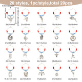 20Pcs 20 Style Cowboy Theme Alloy Wine Glass Charms with Glass Beads, with Brass Hoop Earring Findings, Double Gun & Hat & Boots & Cactus Shape, Antique Silver, 43~58mm, Pin: 0.8mm, 1pc/style