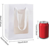 Kraft Paper Bags with Handle, with Cord Handles and Rectangle Window, for Retail Shopping Bag, Merchandise Bag, Gift and Party Bag, Rectangle, White, 20x15x0.4cm, Unfold: 20x15x10cm, Window: 14x9cm