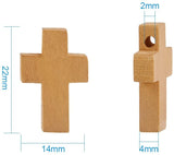 Wood Pendants, Dyed, Cross Pendants, Lead Free, Camel, 22x14x4mm, Hole: 2mm, 50pcs/box