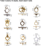 Alloy/Brass Toggle Clasps, Mixed Color, 140x108x30mm, 60set/box