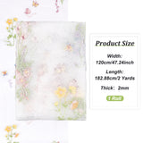 Flower Pattern Embroidered Polyester Tulle Lace Fabric, Garment Accessories, White, 120x0.2cm, 2yard/pc