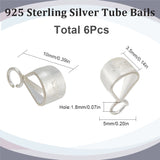 6Pcs 925 Sterling Silver Tube Bails, Loop Bails, Triangle, Silver, 10x5x3.5mm, Hole: 1.8mm and 5.5x4mm