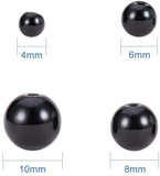 316 Pcs Synthetic Black Stone Round Beads Sets, 4mm/6mm/8mm/10mm Beads, Hole: 0.9~1.3mm