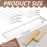 12Pcs 6 Style Transparent Acrylic Clay Press Board, Clay Craft Tools, Rectangle, Clear, 152x25x2~7mm, 2pcs/style