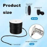 DIY Jewelry Making Finding Kits, Including Nylon Braided String Threads, Plastic Breakaway Clasps, Black, Cord: 1.5mm, about 16.4 yards(15m)/bag