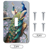 2Pcs Acrylic Light Switch Plate Outlet Covers, with Iron Screws, Wall Switch Plates Decoration, Rectangle, Peacock Pattern, 115x70mm, Hole: 5mm & 25x10mm