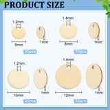 120Pcs 4 Style 201 Stainless Steel Laser Cut Charms, Blank Stamping Tag, Flat Round, Golden, 6~12x1mm, Hole: 1.2~1.4mm, 30pcs/style