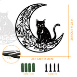Iron Wall Art Decorations, for Front Porch, Living Room, Kitchen, Matte Style, Cat Pattern, 285x281x1mm