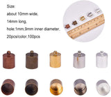 Brass Cord Ends, Mixed Color, 14x10mm, Hole: 1mm, Inner Diameter: 9mm, 13.5x7x3cm, 100pcs/set