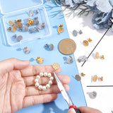 24Pcs 12 Style Ion Plating(IP) 304 Stainless Steel Stud Earring Findings, with Friction Earring Backs & Hole, Textured, Flat Round, Golden & Stainless Steel Color, 10x1mm, Hole: 1.2~1.4mm, Pin: 0.7~0.8mm, 2Pcs/style