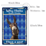 Rectangle Metal Iron Sign Poster, for Home Wall Decoration, Donkey Pattern, 300x200x0.5mm