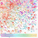 195g 15 Style Transparent Glass Bead, No Hole, AB Color Plated, Round, Mixed Color, 1~3mm, 13g/style