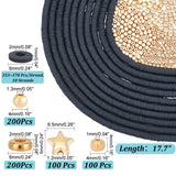 DIY Beads Jewelry Making Finding Kit, Including Round & Star & Cube Plastic & Polymer Clay Disc Beads, Black, 953~978Pcs/box