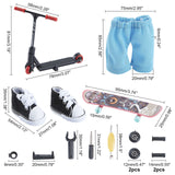 Children Toy Set, Including Plastic Finger Scooter & Skateboarding Set, Trousers and Cloth Dolls Shoe, for Doll Making, Mixed Color, 95x25x15mm