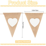Birthday Party Linen Flag Banner, Wedding Home Decor Event Supplies, Triangle with Heart, Tan, 2.8m/strand