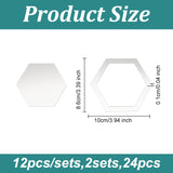 Acrylic Mirror Wall Stickers Decal, Removable Self-adhesive Tiles Mirror Stickers, Hexagon, Silver, 100x86x1mm, 12Pcs/set