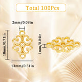 100Pcs Alloy Connector Charms, Lead Free and Cadmium Free, Flower Links, Golden, 18x13x1mm, hole: 2mm