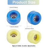 Plastic Skateboard Wheels, with Bearing Steel, Mixed Color, 7.5x4.5mm, Hole: 1.4mm, 8pcs/box