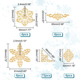 5 Style Iron Filigree Joiners Links, Hollow, Snowflake/Flower/Triangle, Golden, 22~55x30~65x0.5~1mm, 96pcs/box