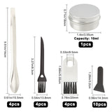 22Pcs Grinding Smoke Tools, Including Stainless Steel Spoon, Plastic Brush & Pollen Scrapers, Black, 83x13.8x4mm, 22pcs/bag