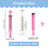 18Pcs 6 Colors Plastic Disposable Measurement Syringe with Cap, for Scientific Labs, Liquid Dispensing, Pet and Party Supplies, Mixed Color, 114x31x20mm, Capacity: 10ml, 3pcs/color