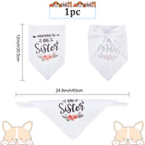 Polyester Dog Bandana, for Dog Engagement Announcement, Wedding Photo Prop, Pet Scarf Accessories, Triangle with Word Promoted to Big Sister, Flower Pattern, 305x630x0.5mm