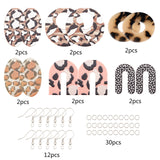 DIY Leopard Print Pattern Earring Making Kits, include Printde Cellulose Acetate(Resin) Pendants, Iron Jump Rings and Brass Earring Hooks, Mixed Color, Pendant: 12pcs/box