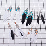 DIY Earring Making, with Goose Feather Pendants, Synthetic Turquoise Beads, Alloy Links & Pendants, Iron Cable Chains, Brass Earring Hooks, Mixed Color, 135x70x30mm