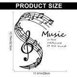 PVC Wall Decoration, Decorative Wall Stickers, Word Music is The Medicine of The Mind, Musical Note Pattern, 325x290x0.1mm