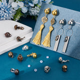 36Pcs 6 Colors Brass Clip-on Earring Findings, with Horizontal Loops, Half Round, with 40Pcs Silicone Ear Nuts, Mixed Color, 20x13mm, Hole: 3mm, 6Pcs/color