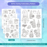 4 Sheets 11.6x8.2 Inch Stick and Stitch Embroidery Patterns, Non-woven Fabrics Water Soluble Embroidery Stabilizers, Gnome, 297x210mmm